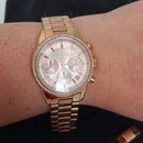 Michael Kors Rose Gold Stainless Steel & Pave Crystals Woman's Wrist Watch 🚨C/O