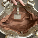 Coach Bleeker Natural Straw Metallic Bronze Floral Embroidered Logo Tote!