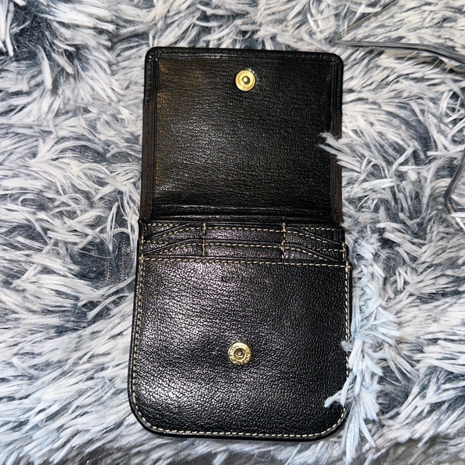 **RARE** Vintage Loewe snake bone coffee black leather wallet / card holder