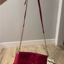 Tory Burch Foldover Crossbody Dark Pink/Red Leather  Bag EUC