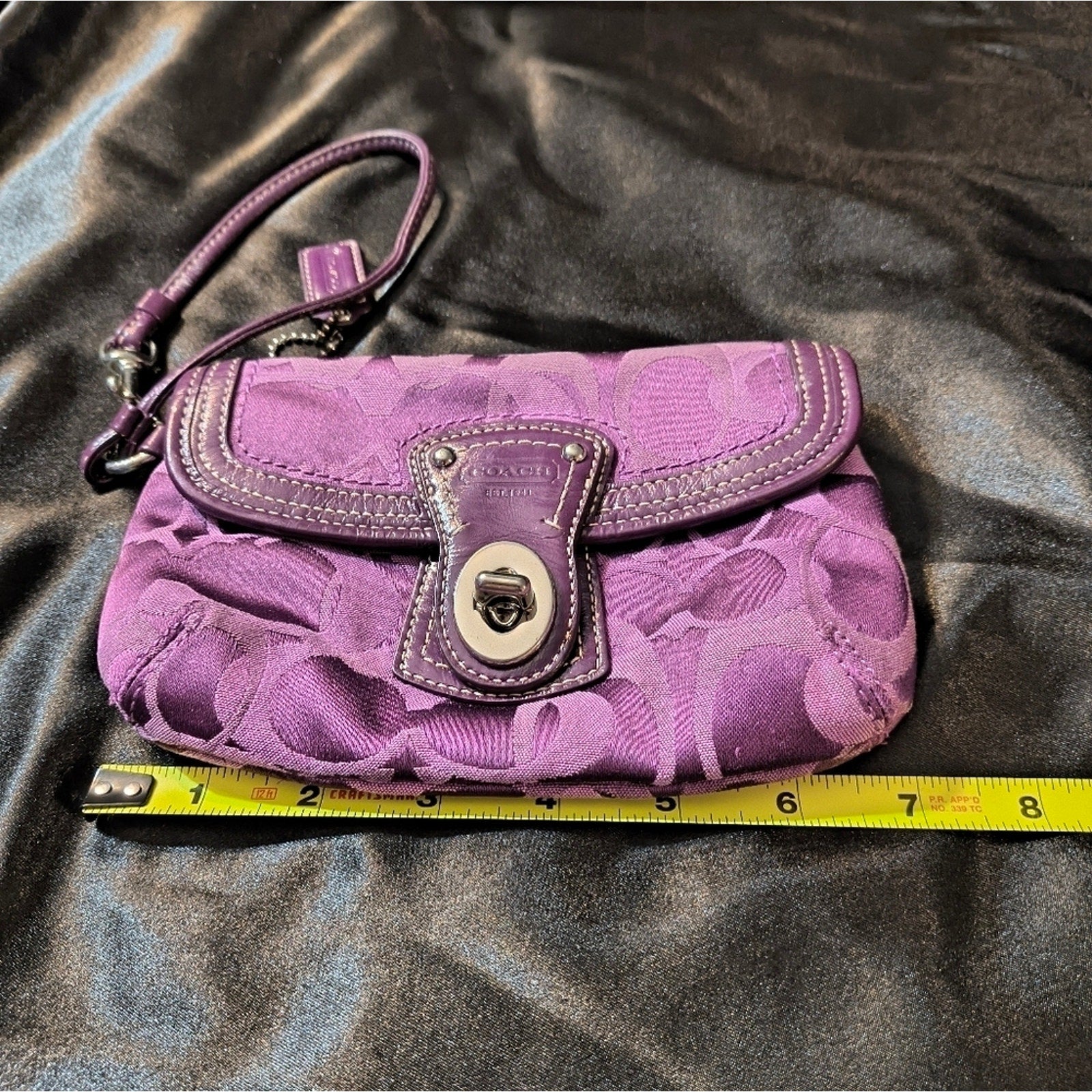 Vintage Coach Turn Lock Purple Wristlet