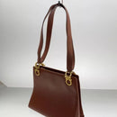 Salvatore Ferragamo tote bag leather Brown Gancini gold hardware shoulder