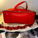 Tory Burch RED Robinson Double Zip Tote with cross body EUC