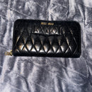 Miu Miu Black Quilted zip around Wallet with bow EUC