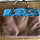 Jackie Savage McFee Laptop Bag Brown with Blue Paisley (with strap)