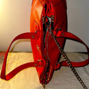 Tory Burch RED Robinson Double Zip Tote with cross body EUC