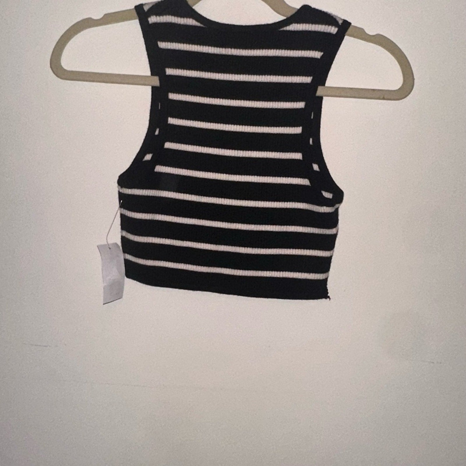Black and White Striped Crop Top
