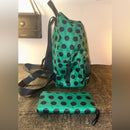 Kate Spade ♠️ Chelsea Green & Navy Blue Polka Dot Backpack & Matching Wallet