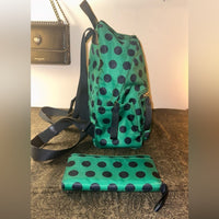 Kate Spade ♠️ Chelsea Green & Navy Blue Polka Dot Backpack & Matching Wallet