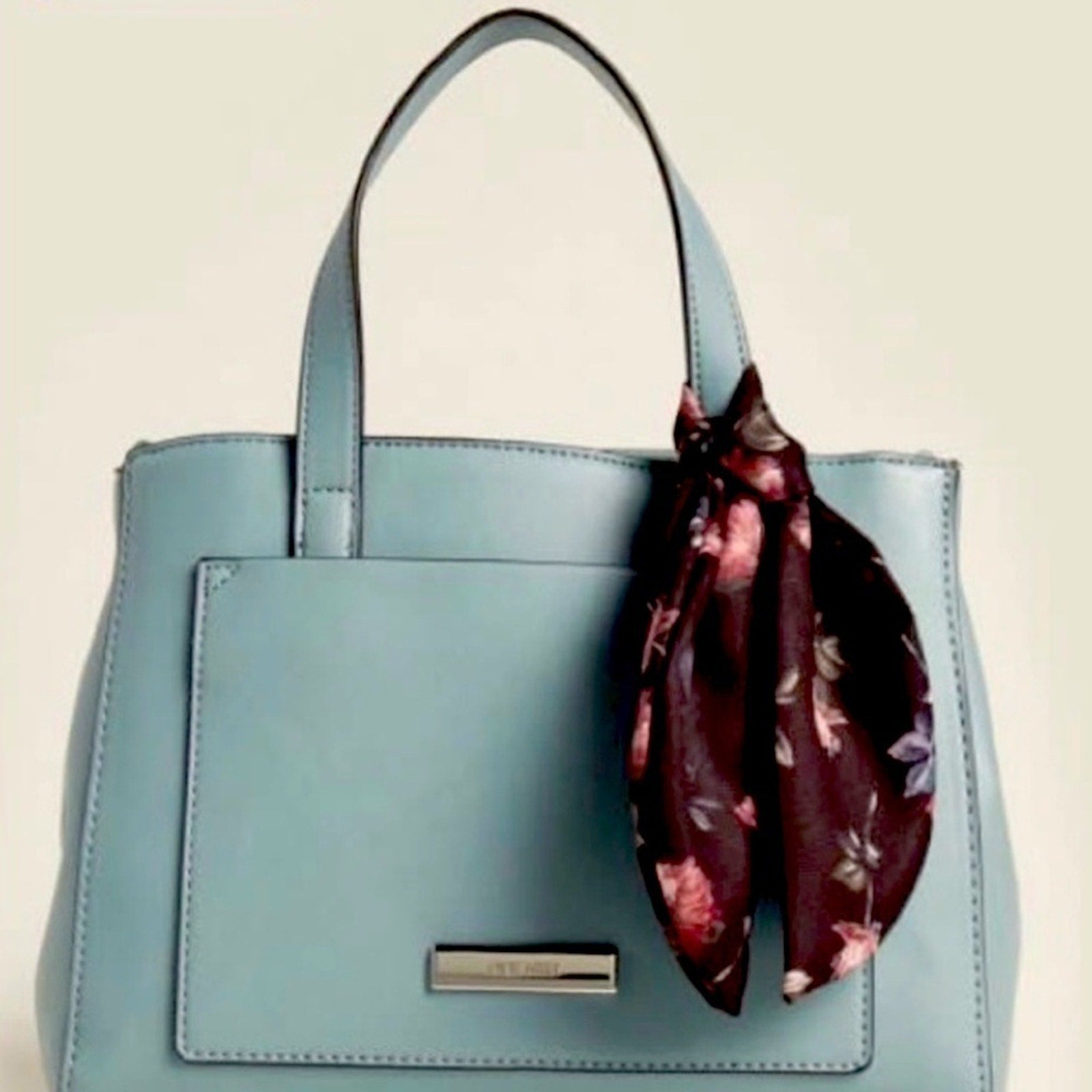 Light Blue Nine West Handbag with Floral Scarf