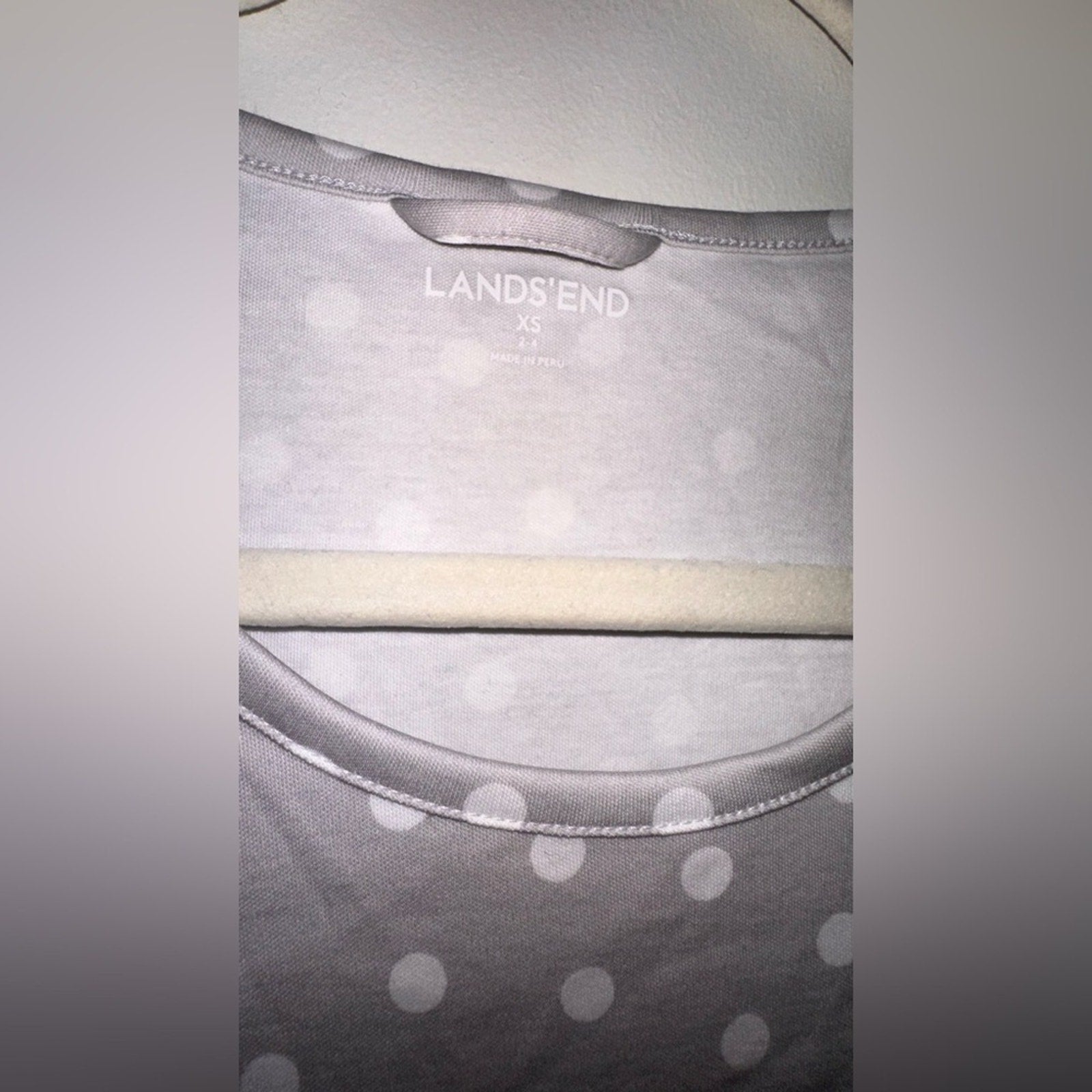 Lands End Gray Polka Dot Short-sleeve Nightgown
