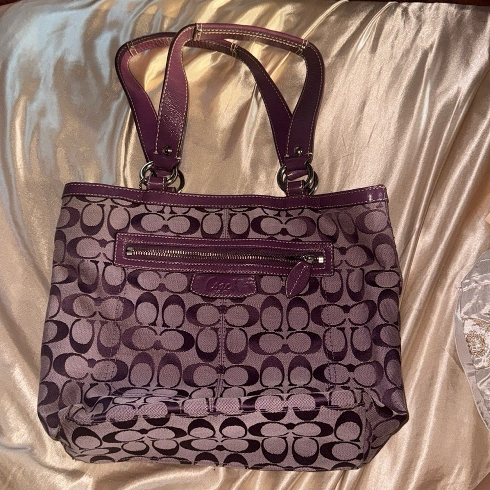 Vintage Coach Purple Signature Tote Bag
