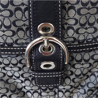 Coach Monogrammed Logo Buckle Small Crossbody Black/White/Silver Hardware