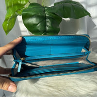 Michael Kors Jet Set Leather Zip Around Continental Wallet- Electric Blue NWOT