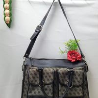 Vintage Dooney & Bourke Gray Canvas w/Black Leather trim