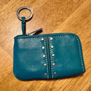Michael Kors Astor Coin Purse Keychain with Studs in Turquoise NWT
