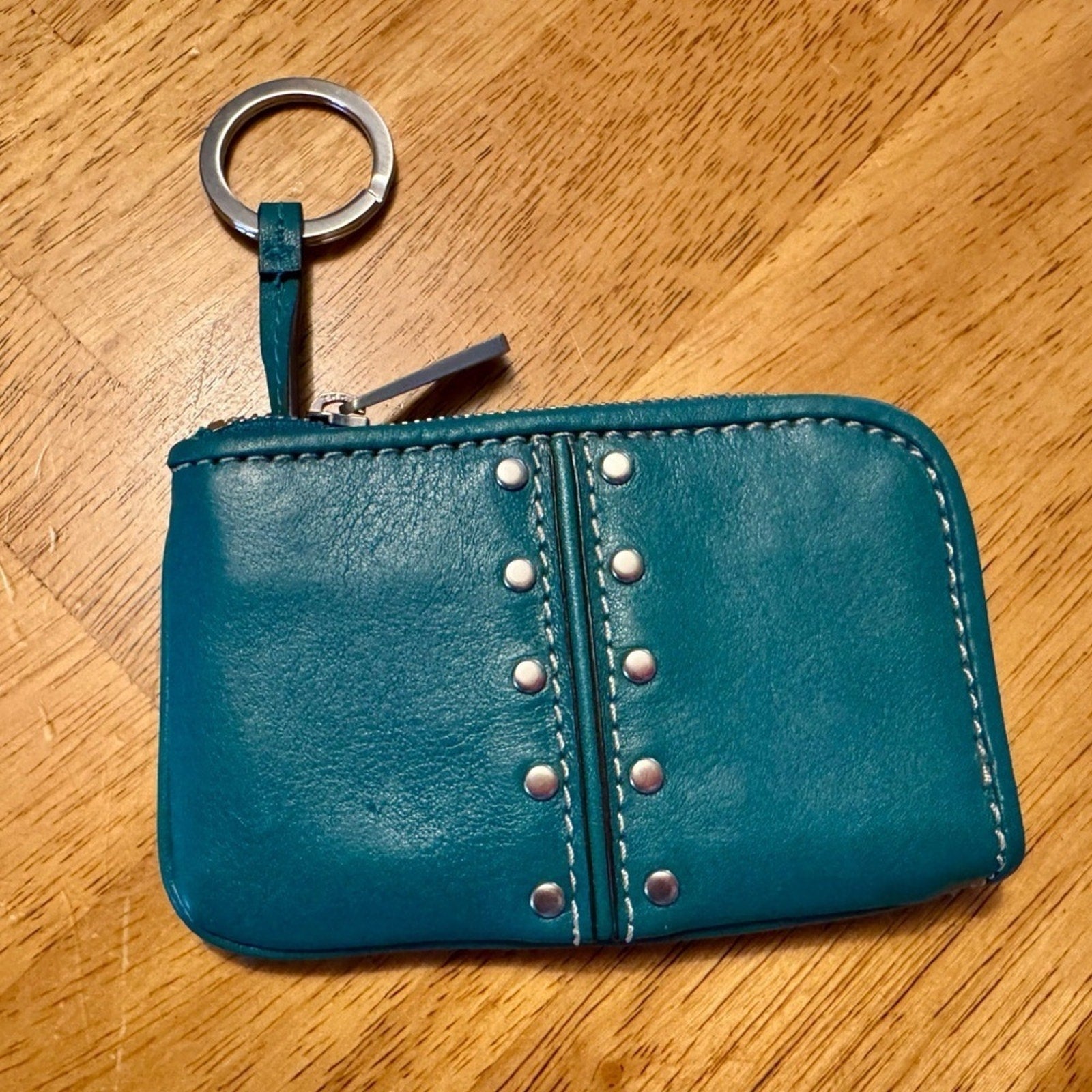 Michael Kors Astor Coin Purse Keychain with Studs in Turquoise NWT