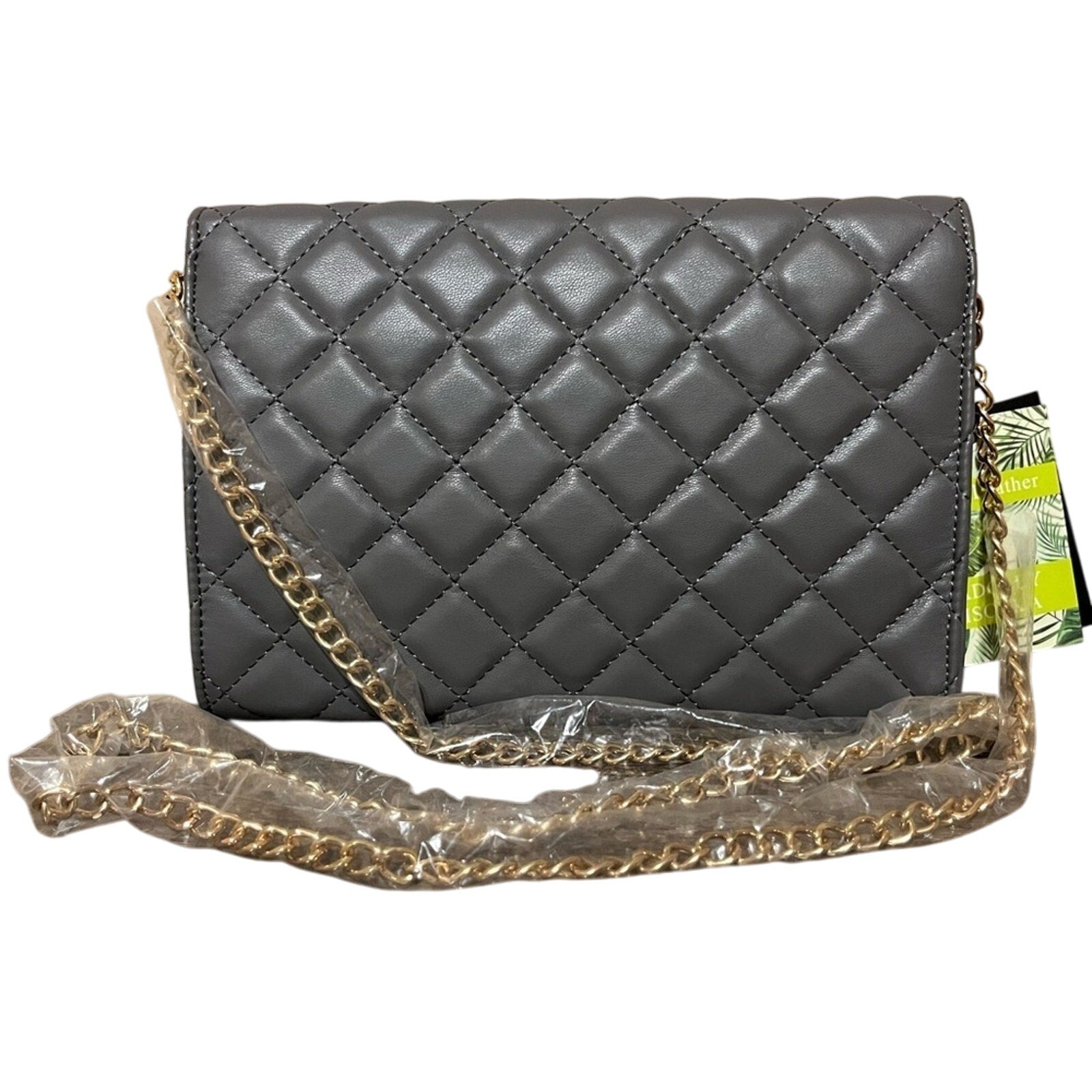 Badgley Mischka Crossbody Gray Gold Hardware