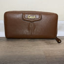 Coach Leather Accordion Long Wallet in Tan / Camel Brown