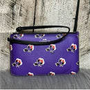 Coach | Bramble Floral Rose Print Purple Leather Zip Wristlet EUC