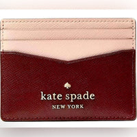 Kate Spade Staci Slim Card Holder Colorblock Maroon Plum and Pink Like New