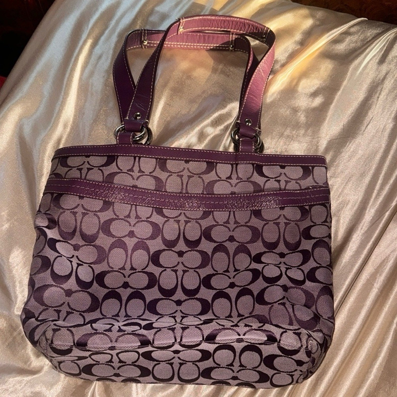 Vintage Coach Purple Signature Tote Bag