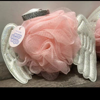 See of 2_More Than Magic_Pink and White Angel Wing Bath Pouf Set