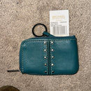 Michael Kors Astor Coin Purse Keychain with Studs in Turquoise NWT