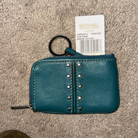 Michael Kors Astor Coin Purse Keychain with Studs in Turquoise NWT