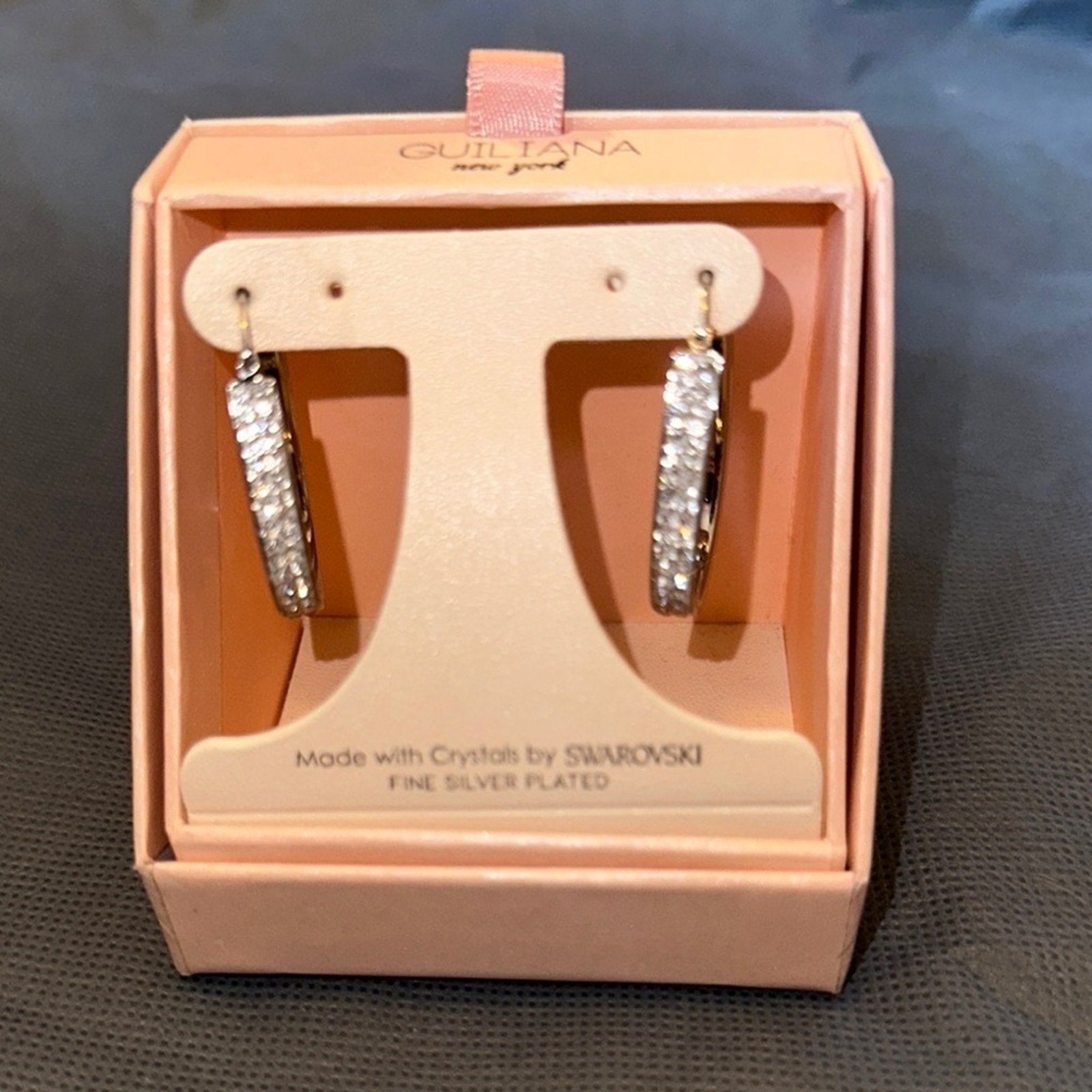 Oultana Silver Plated Hoop Earrings with Swarovski Crystals