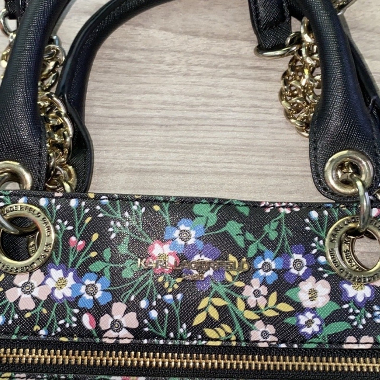 Karl Lagerfeld Black and Green Tote Bag NWOT