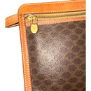 Celine Brown Clutch with Textured Fabric and Gold Zipper