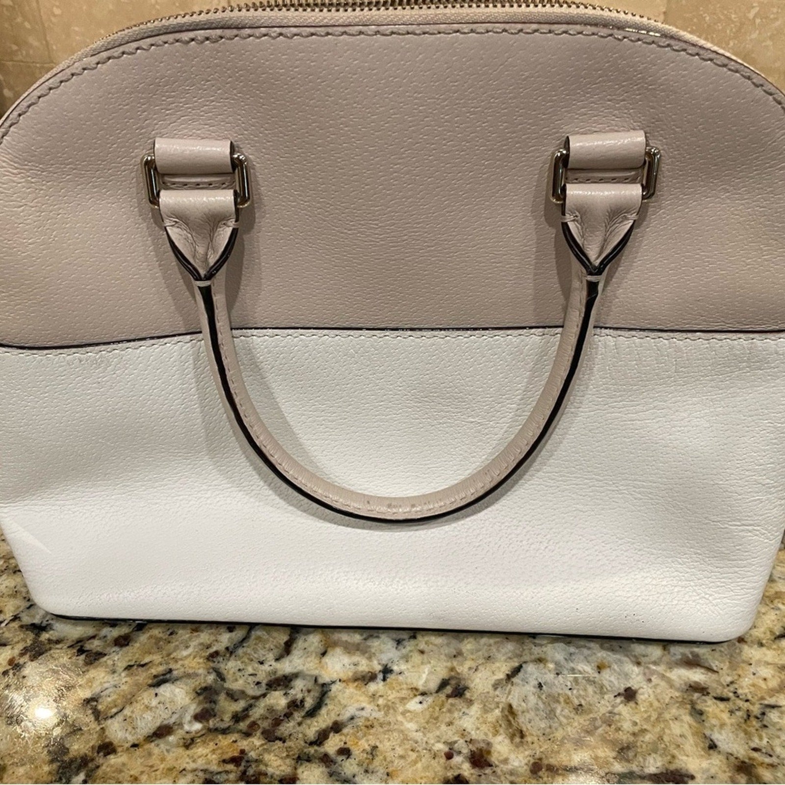KATE SPADE LEILA MEDIUM TRIPLE COMPARTMENT SHOULDER BAG SAND BEIGE CREAM LEATHER