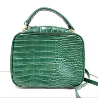 Zara green faux snakeskin moc croc crossbody bag top handle purse 2 way satchel