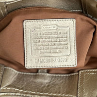 Coach Bleeker Natural Straw Metallic Bronze Floral Embroidered Logo Tote!
