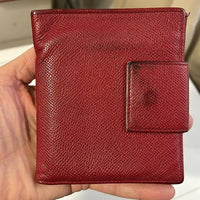 Bvlgari Red Textured Leather Compact Wallet with Silver hardware