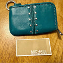 Michael Kors Astor Coin Purse Keychain with Studs in Turquoise NWT