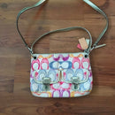 Coach Poppy Signature 19030 Scribble Print Hippie Crossbody Shoulder Bag