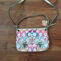 Coach Poppy Signature 19030 Scribble Print Hippie Crossbody Shoulder Bag