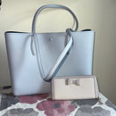 Kate Spade ♠️ Bleeker Large Light Blue Tote and Ribbon Wallet Set EUC