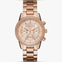 Michael Kors Rose Gold Stainless Steel & Pave Crystals Woman's Wrist Watch 🚨C/O