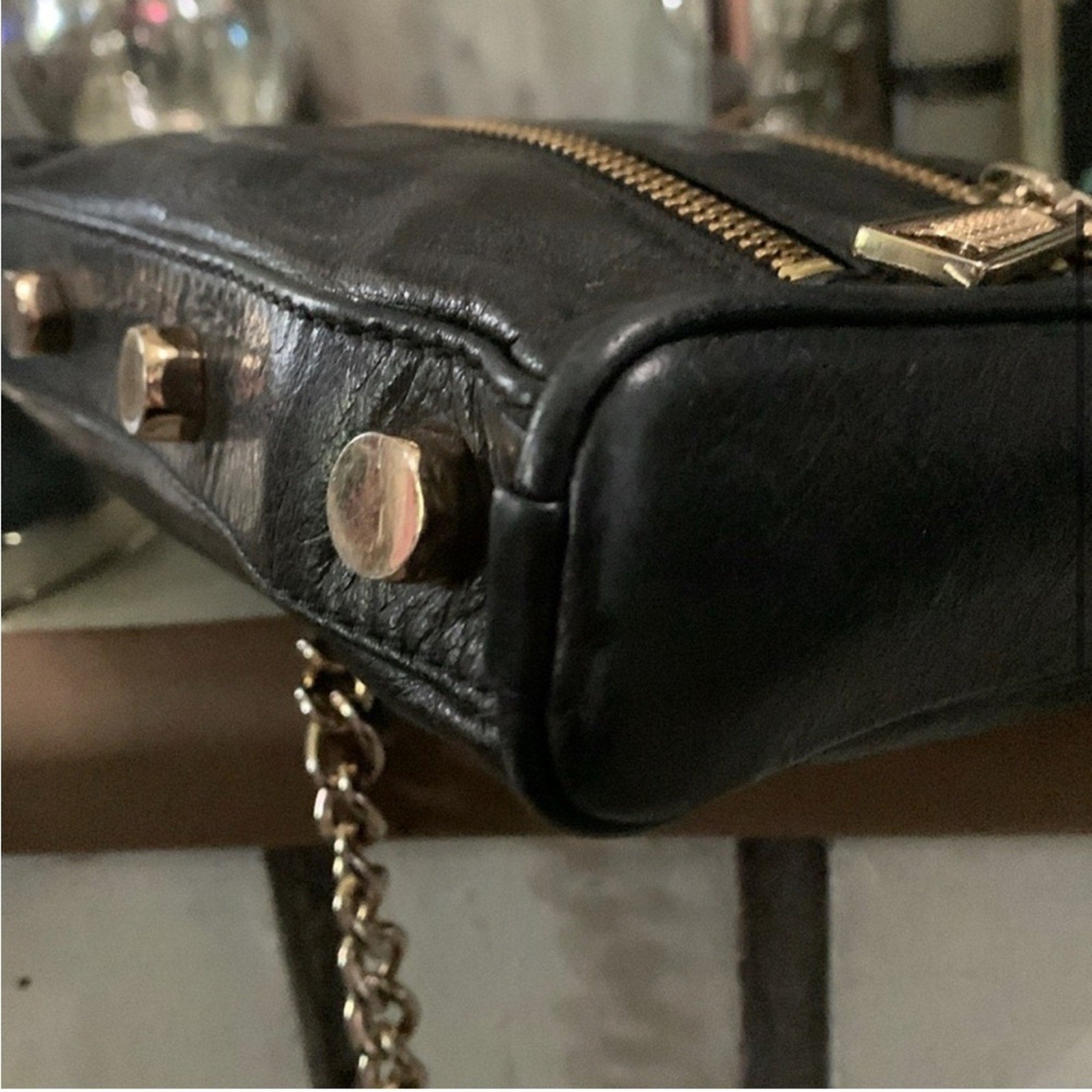 REBECCA MINKOFF Leather Chain Crossbody Bag black EUC