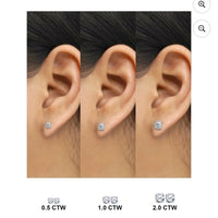2 CTW Cushion Cut Moissanite 4 Prong Solitaire Stud Earring in 18K White Gold