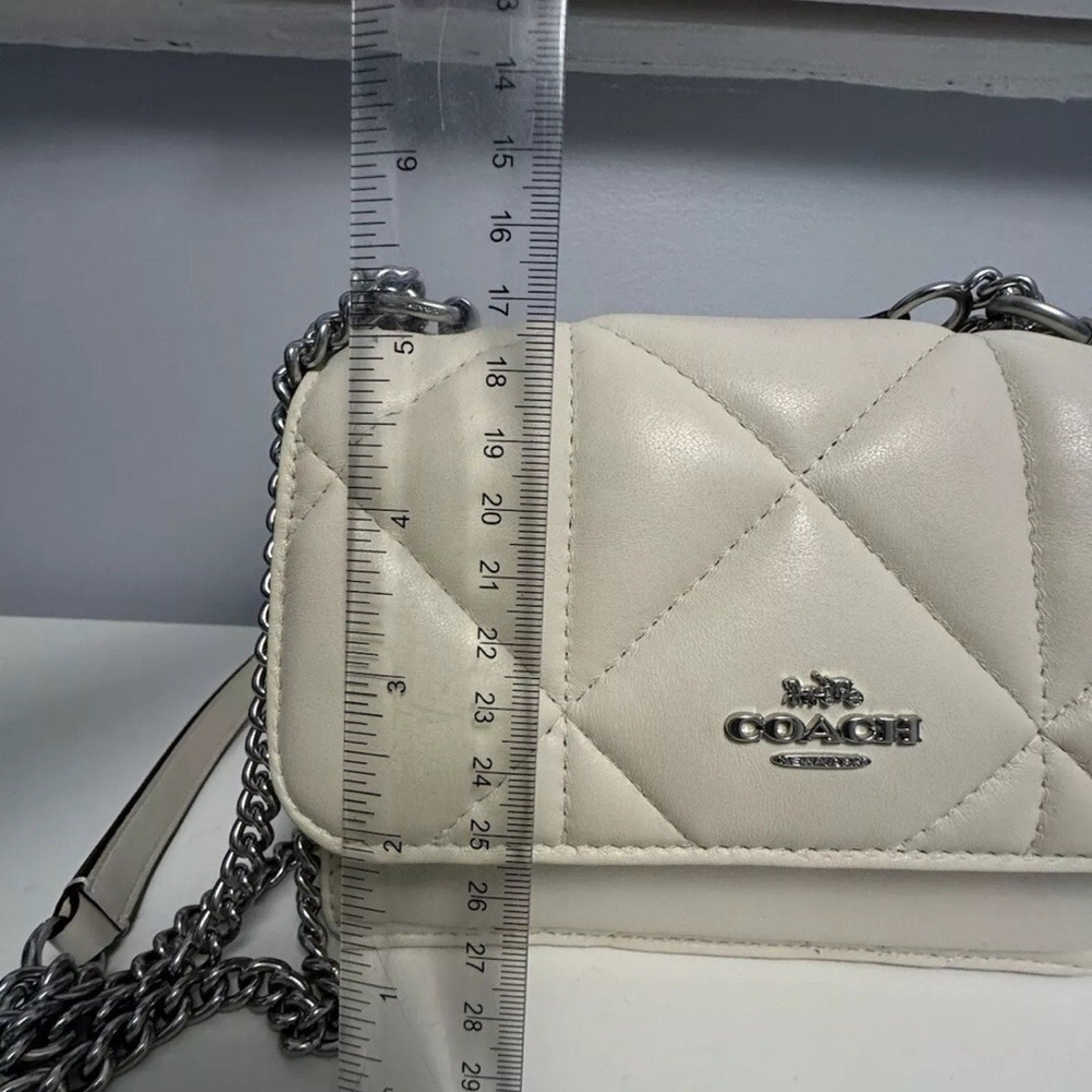 NWOT - Coach CJ526 Mini Klare Crossbody Puffy Diamond Quilting Chalk Leather
