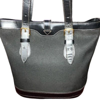 DOONEY & BOURKE Vintage Cabrino Black Fabric Tote Leather Trimmed RARE