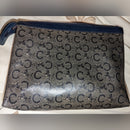 Vintage Celine Diffusion TRIOMPHE Leather Clutch Pouch Blue Vintage EUC with COA