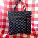 LOEWE Anagram tote bag handbag PVC leather navy light blue dark brown Rare