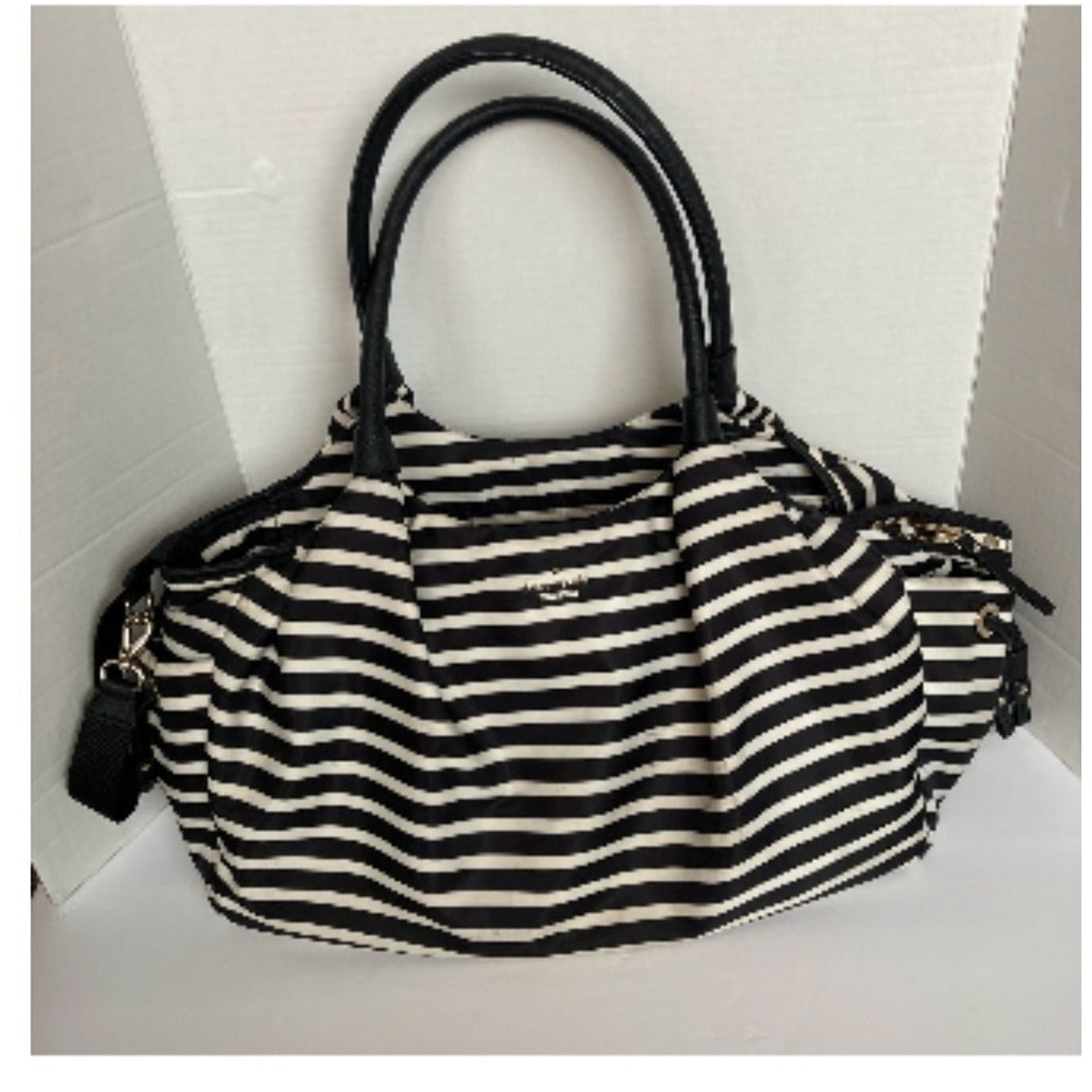 Kate Spade ♠️ Black and White Striped Diaper Bag with Changing Pad