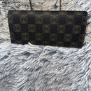 LOEWE AUTHENTIC ANAGRAM CANVAS AND CALFSKIN LEATHER LONG BIFOLD WALLET. EUC.