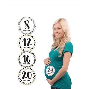 Pearhead Pregnancy Black and Gold Milestone Belly Stickers (15 included)